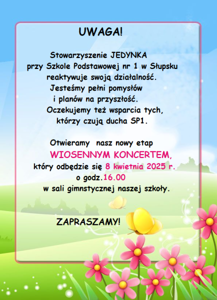 Ogłoszenie Stowarzyszenia JEDYNKA