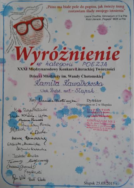 Wyniki XXXI Międzynarodowego Konkursu Literackiej Twórczości Dzieci i Młodzieży