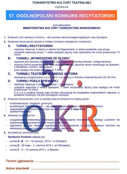 57. Ogólnopolski Konkurs Recytatorski
