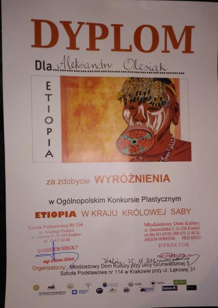 Wyróżnienie w Ogólnopolskim Konkursie "Etopia"