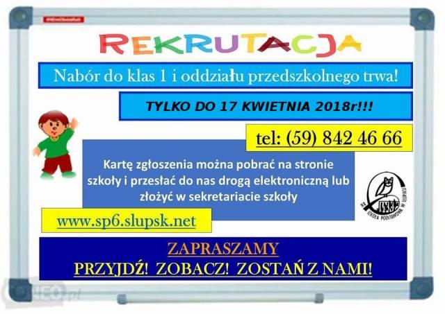 Rekrutacja Uzupełniająca!!! Nabór do odziału przedszkolnego i klasy pierwszej