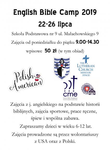 English Bible Camp 2019 - półkolonie biblijno-językowe