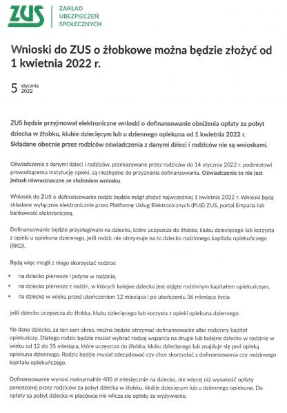 Dofinansowanie obniżenia opłaty za pobyt dziecka w żłobku, klubie dziecięcym lub u dziennego opiekuna