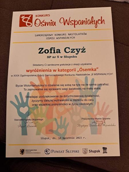 WYRÓŻNIENIE W KATEGORII "ÓSEMKA"