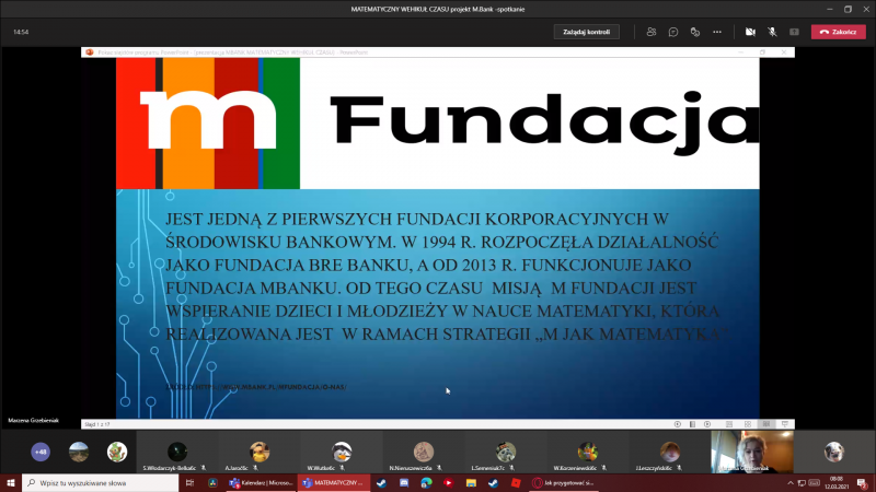 MATEMATYCZNY WEHIKUŁ CZASU - spotkanie organizacyjne klas 6a, 6c, 7c