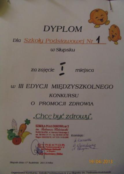 Międzyszkolny Konkurs "Chcę być zdrowy"