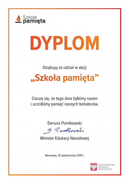 Szkoła pamięta- dyplom