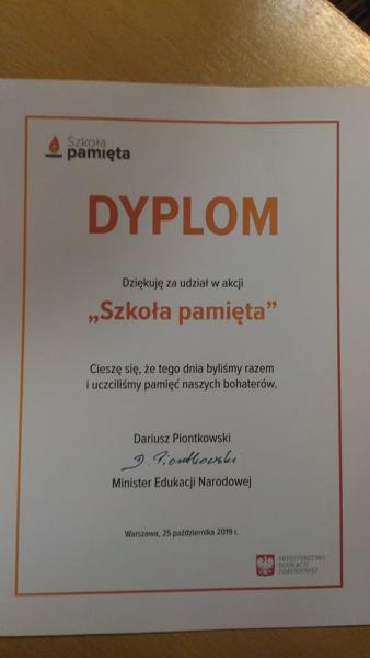 Podziękowania za udział w ogólnopolskiej akcji @Szkoła do Hymnu!