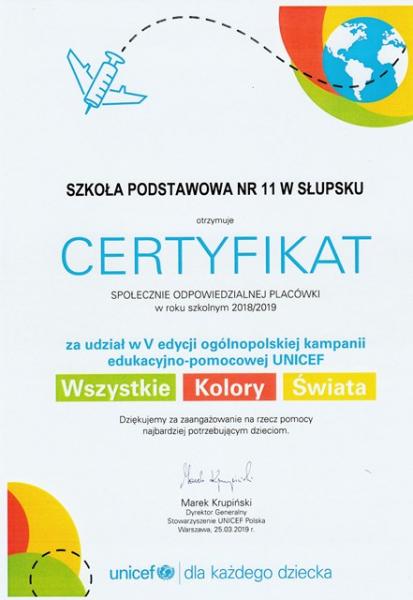 Certyfikat Społecznie Odpowiedzialnej Placówki