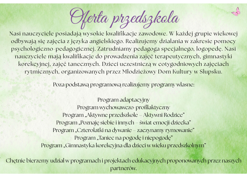 Oferta przedszkola