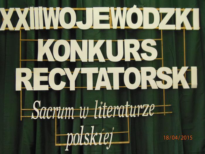 XXIII Wojewódzki Konkurs Recytatorski „SACRUM W LITERATURZE POLSKIEJ”