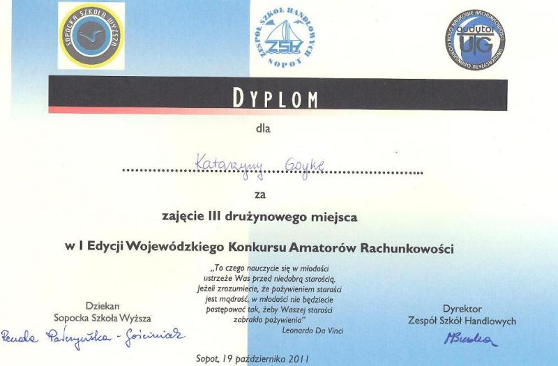 Dyplom Katarzyny Goyke