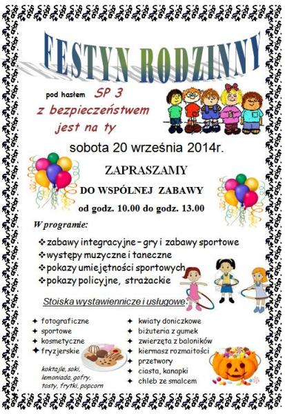 ZAPRASZAMY NA FESTYN RODZINNY 2014