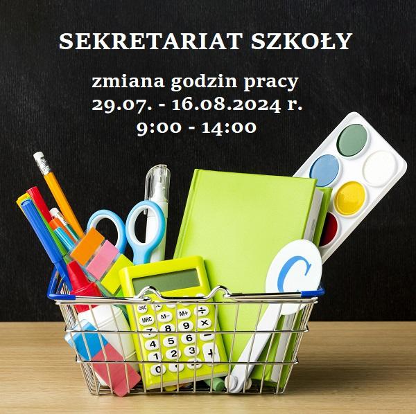 Zmiana godzin pracy sekretariatu!