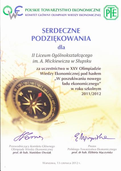 Podziękowania z PTE