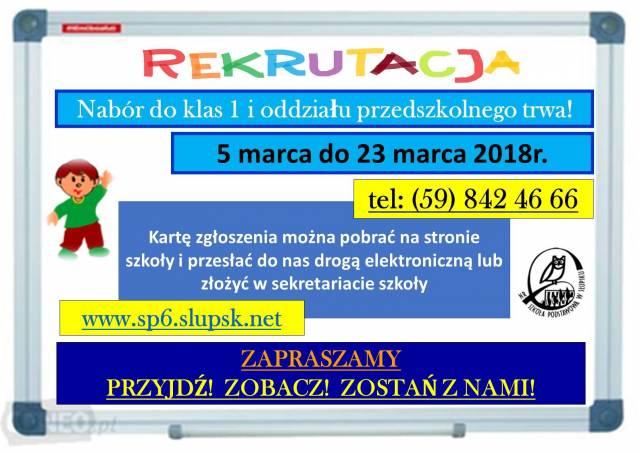 Rekrutacja 2018/2019 - Dołącz do SZÓSTKI! - Internetowa rekrutacja trwa!