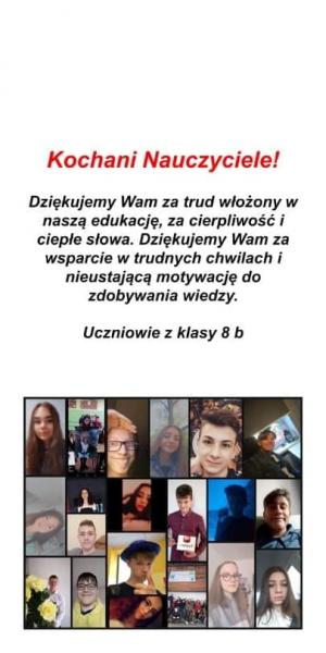 Wiadomość od klasy 8b.