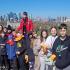 Londyn - uczniowie sp11 w Greenwich - widok na panoramę Londynu (Canary Warf)