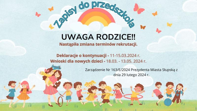 Zmiana terminów rekrutacji oraz składania deklaracji o kontynuacji