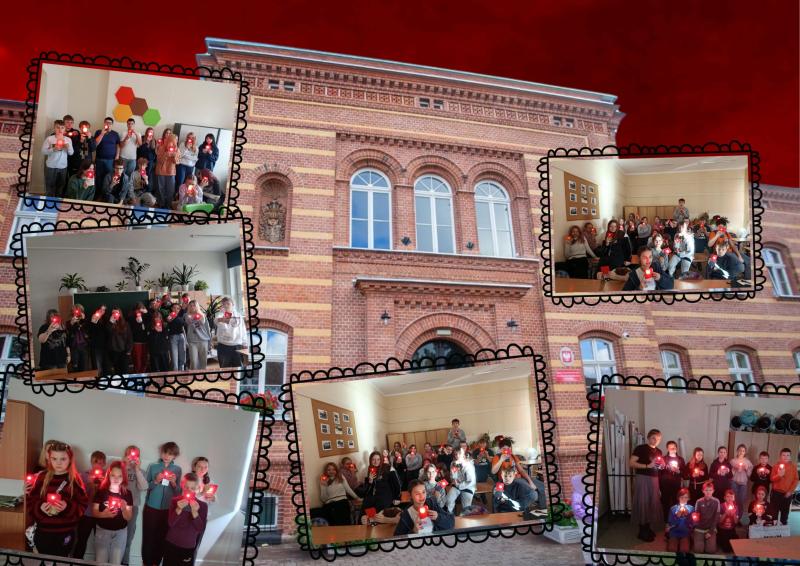 symboliczne podświetlamy budynek Szkoły Podstawowej nr 1 im. H. Sienkiewicza w Słupsku na czerwono, jako wyraz sprzeciwu wobec krzywdzenia dzieci