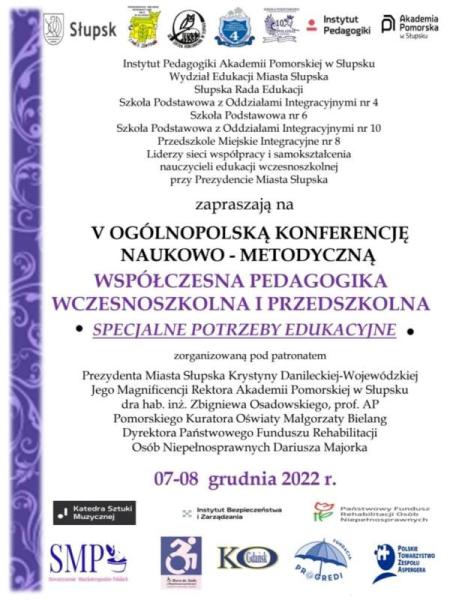 V OGÓLNOPOLSKA KONFERENCJA NAUKOWO-METODYCZNA" Współczesna pedagogika wczesnoszkolna i przedszkolna. Specjalne potrzeby edukacyjne"