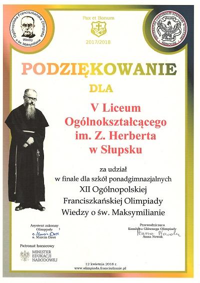 Olimpiada Wiedzy o św. Maksymilianie